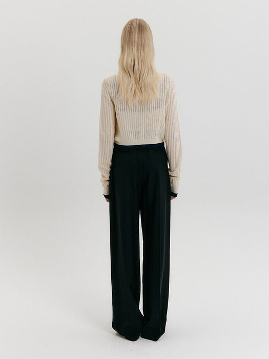 [EENK] Contrast Knit Cardigan - Ivory