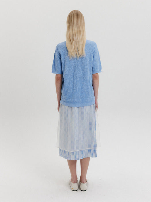 Eenk Jacquard Knit Top - Sky Blue