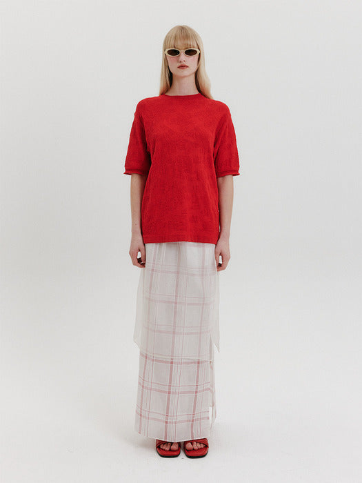 [EENK] Jacquard Knit Top - Red