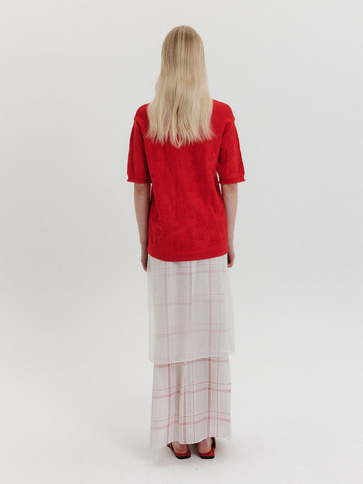 [EENK] Jacquard Knit Top - Red