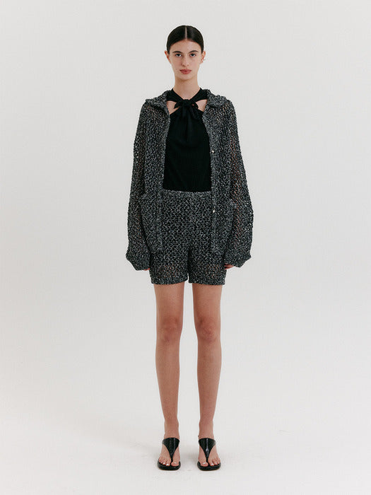 [EENK] Chunky Knit Shorts - Black