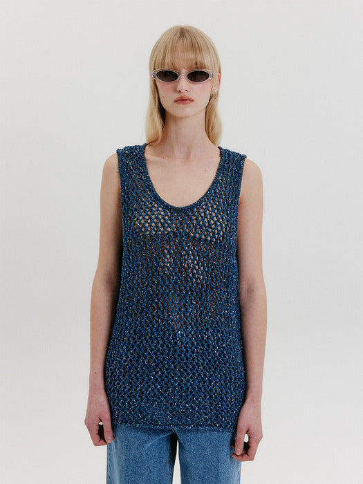 [EENK] Chunky Knit Top - Blue