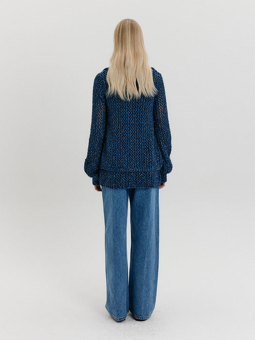 Eenk Chunky Knit Cardigan - Blue