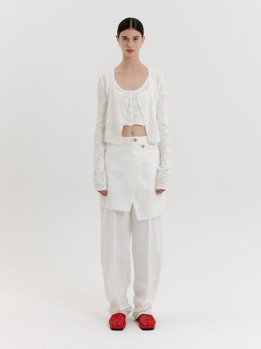 Eenk Wrap Straight Denim Pants - Ivory