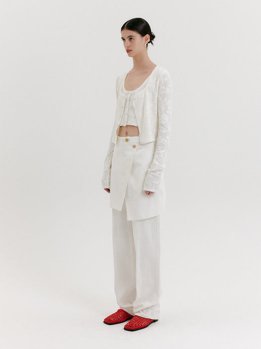 Eenk Wrap Straight Denim Pants - Ivory