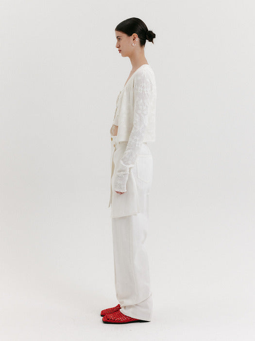 Eenk Wrap Straight Denim Pants - Ivory