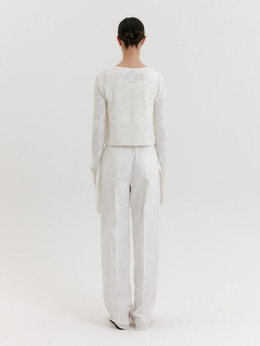 Eenk Wrap Straight Denim Pants - Ivory