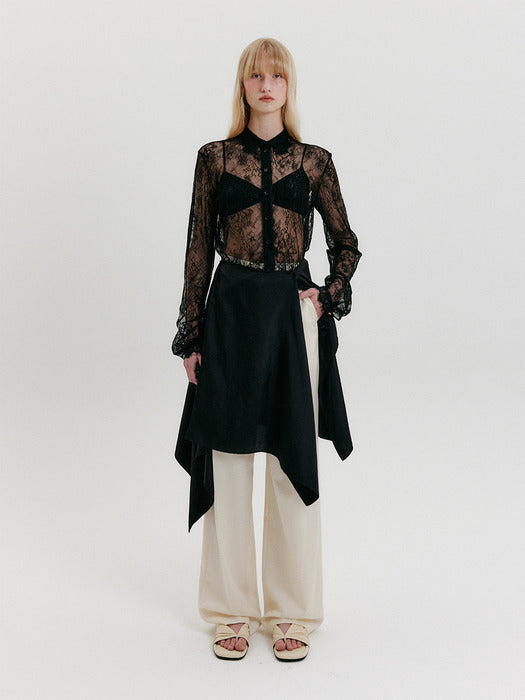 Eenk Unbalanced Wrap Skirt - Black