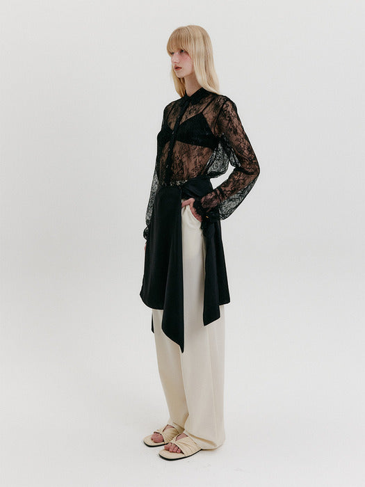Eenk Unbalanced Wrap Skirt - Black
