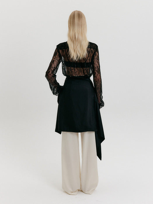 Eenk Unbalanced Wrap Skirt - Black