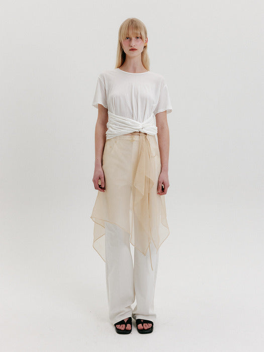 [EENK] Organza Wrap Skirt - Beige