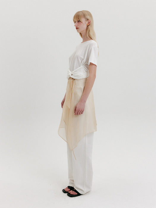 [EENK] Organza Wrap Skirt - Beige