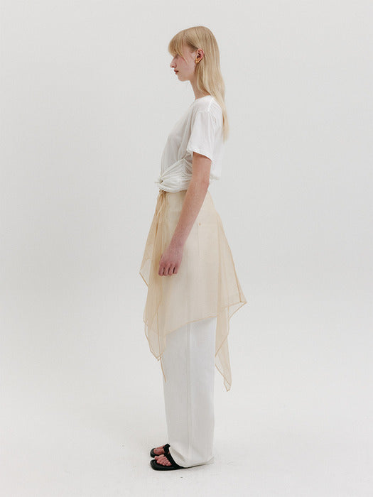 [EENK] Organza Wrap Skirt - Beige
