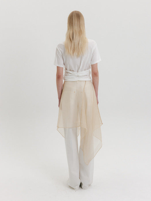 [EENK] Organza Wrap Skirt - Beige