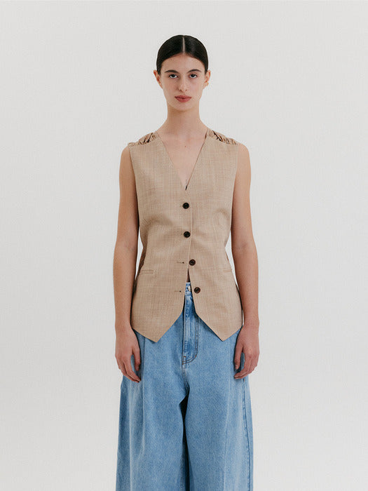 Eenk Back Knotted Vest - Beige