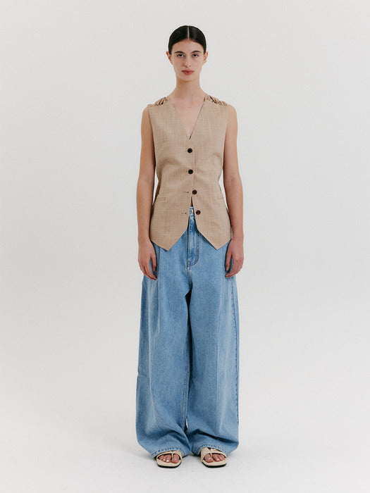 Eenk Back Knotted Vest - Beige