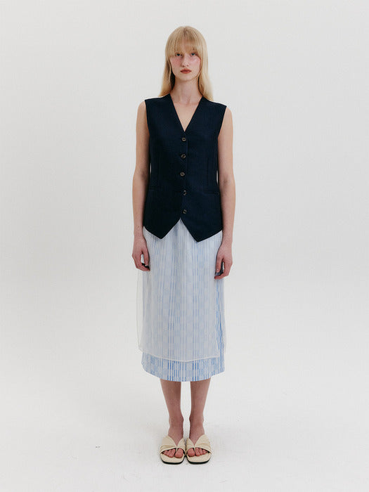 [EENK] Buttoned Vest - Navy