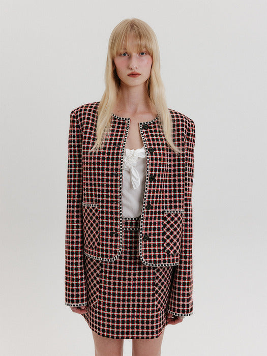 Eenk Tweed Short Jacket - Red