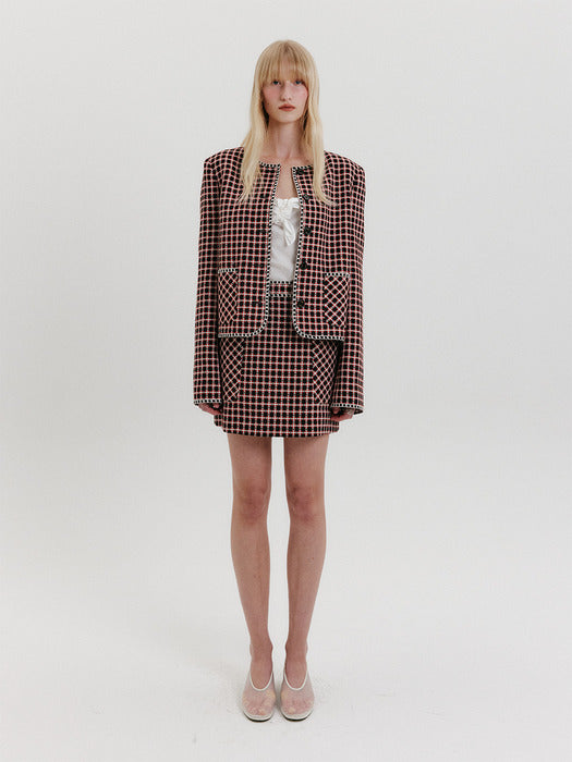 Eenk Tweed Short Jacket - Red