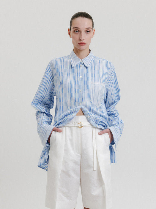 Eenk Organza Layerd Shirt - Sky Blue