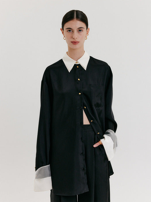 Eenk Organza Layerd Shirt - Black