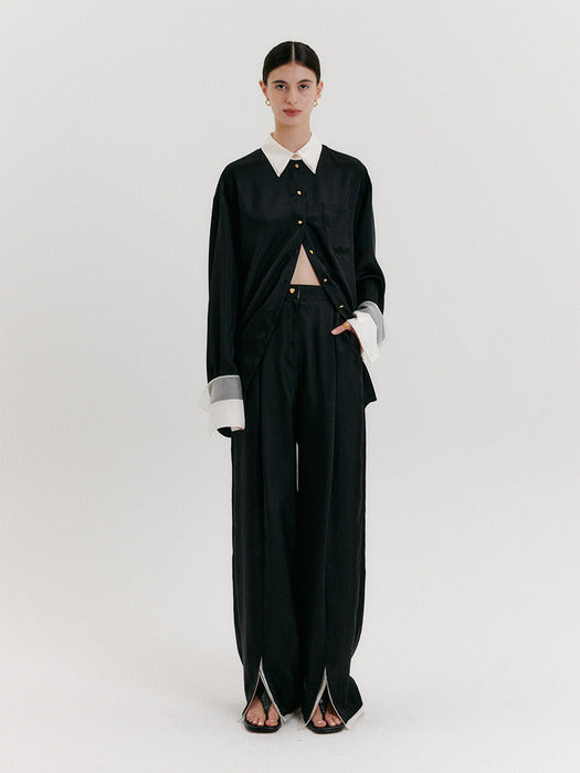 Eenk Organza Layerd Shirt - Black