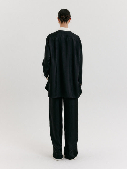 Eenk Organza Layerd Shirt - Black