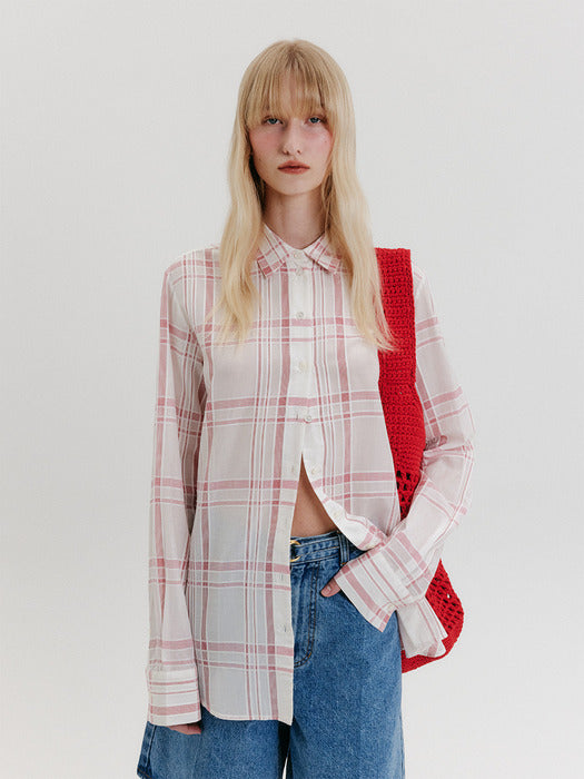 [EENK] Check Pattern Shirts - Pink