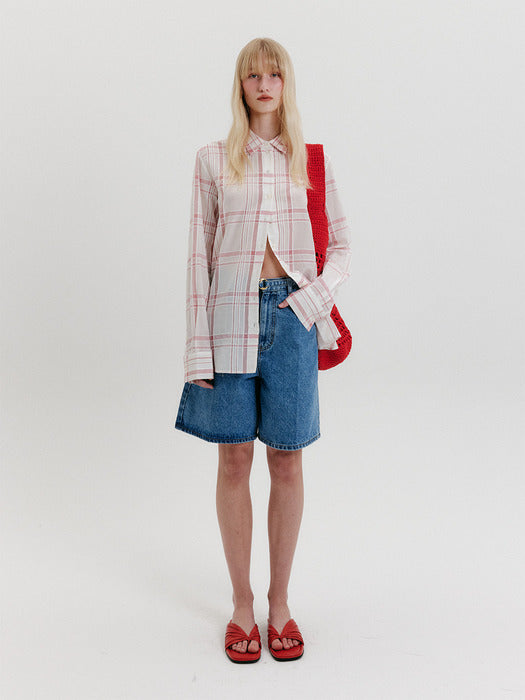 [EENK] Check Pattern Shirts - Pink