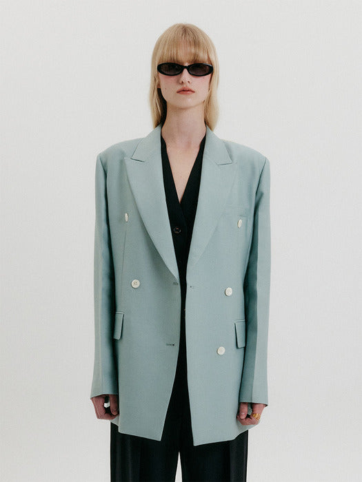 [EENK] Tied Double-Breasted Blazer - Mint