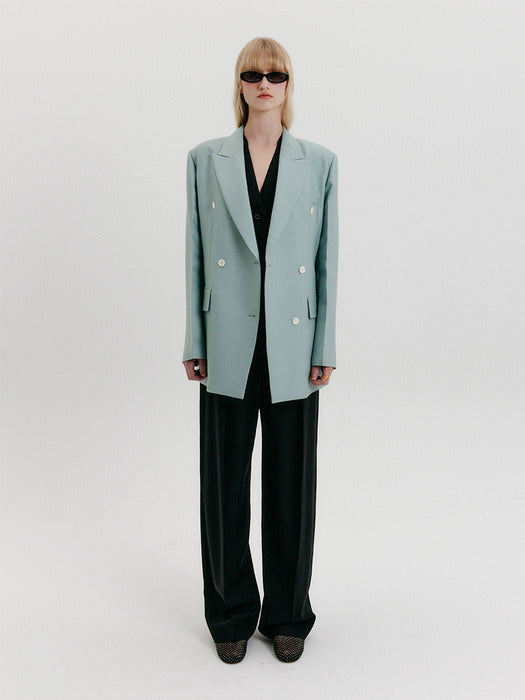 [EENK] Tied Double-Breasted Blazer - Mint