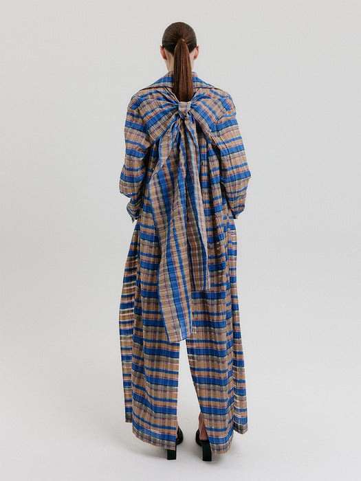 [EENK] Multi Check Tied Long Coat - Multi