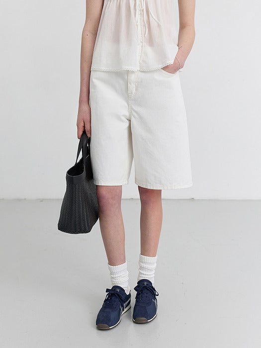 [dunst] BERMUDA DENIM SHORTS WHITE_UDPA5B236WT