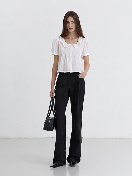 [dunst] SLIM SEMI BOOT-CUT SLACKS BLACK_UDPA5B226BK