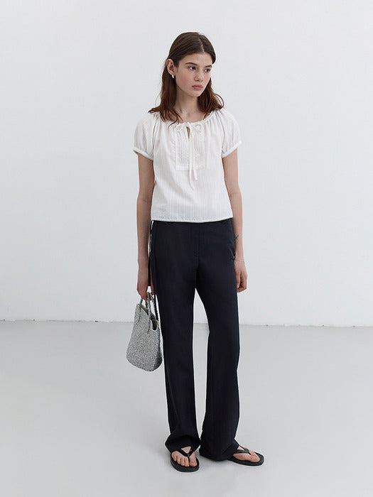 [dunst] SLIM SEMI BOOT-CUT SLACKS NAVY_UDPA5B226N2