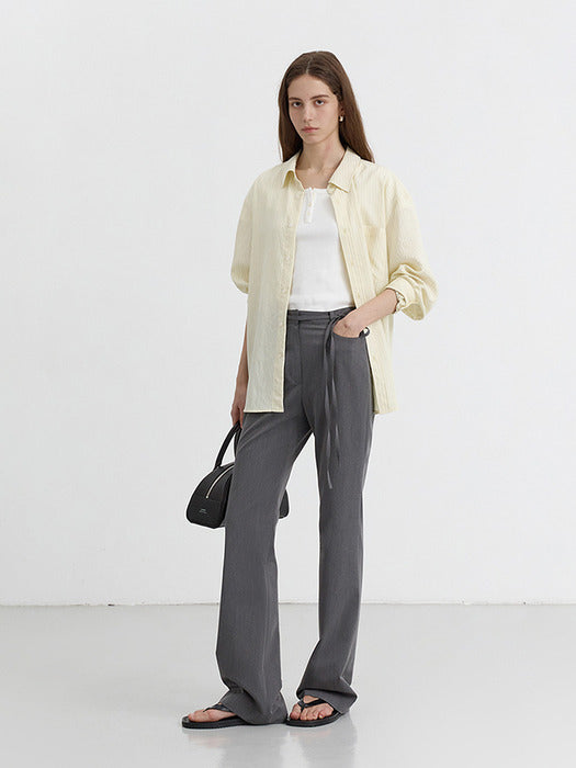 [dunst] SLIM SEMI BOOT-CUT SLACKS CHARCOAL GREY_UDPA5B226CG