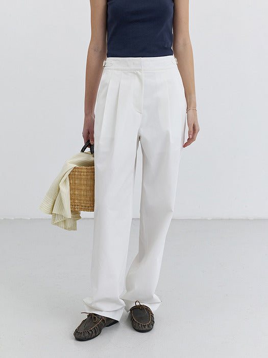 [dunst] DOUBLE PLEATED CHINO SLACKS WHITE_UDPA5B225WT