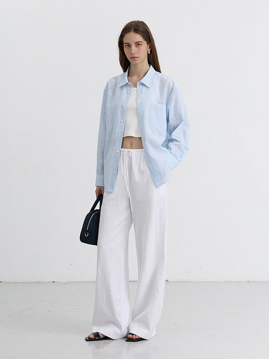 [dunst] LINEN BANDING PANTS WHITE_UDPA5B221WT