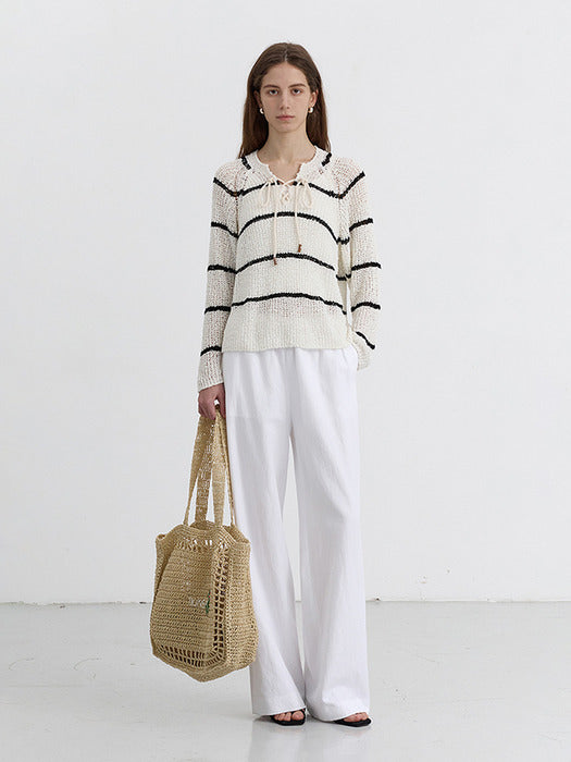 Dunst Linen Banding Pants White