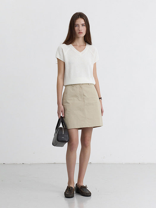 [dunst] A-LINE MINI SKIRT LIGHT CREAM BEIGE_UDSK5B227I1