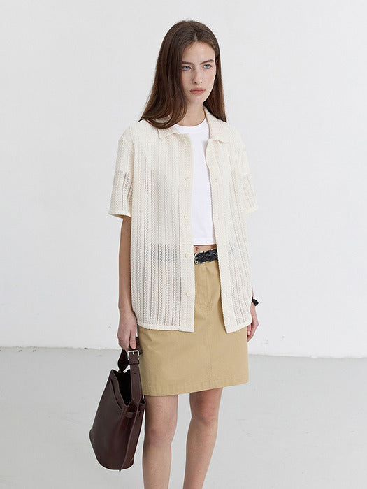 [dunst] A-LINE MINI SKIRT BEIGE_UDSK5B227I2