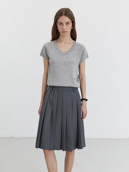 [dunst] MIDI PLEATS SKIRT CHARCOAL GREY_UDSK5B229CG