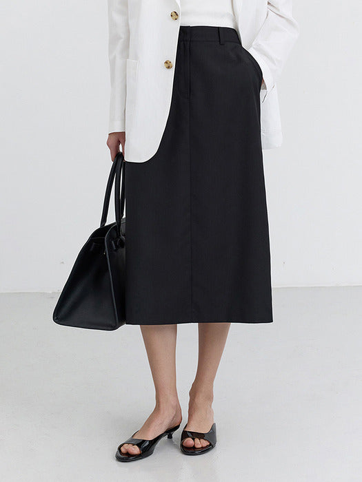 [dunst] H-LINE LONG SKIRT BLACK_UDSK5B228BK