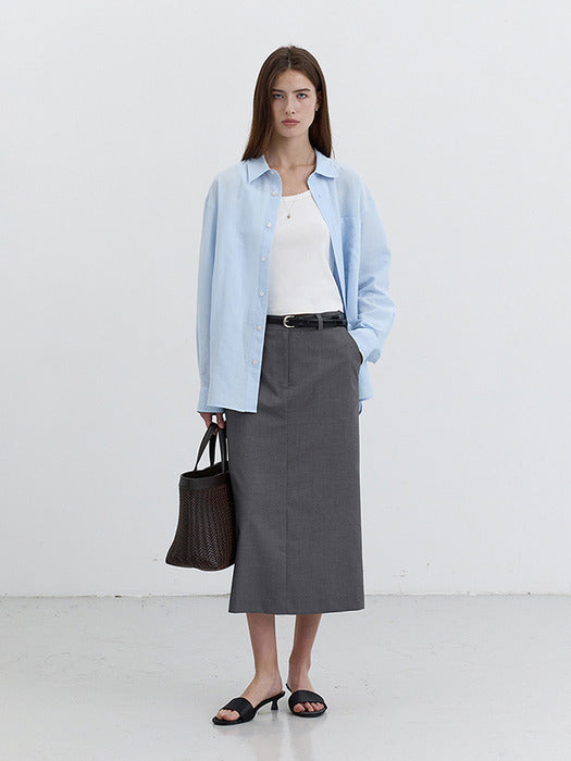 [dunst] H-LINE LONG SKIRT MELANGE GREY_UDSK5B228G2