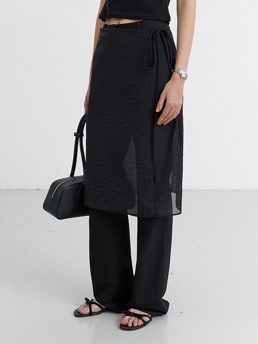 [dunst] ORGANZA LAYERING LONG SKIRT BLACK_UDSK5B242BK