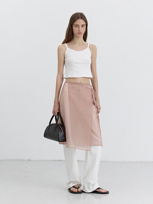 Dunst Organza Layering Long Skirt Salmon Beige