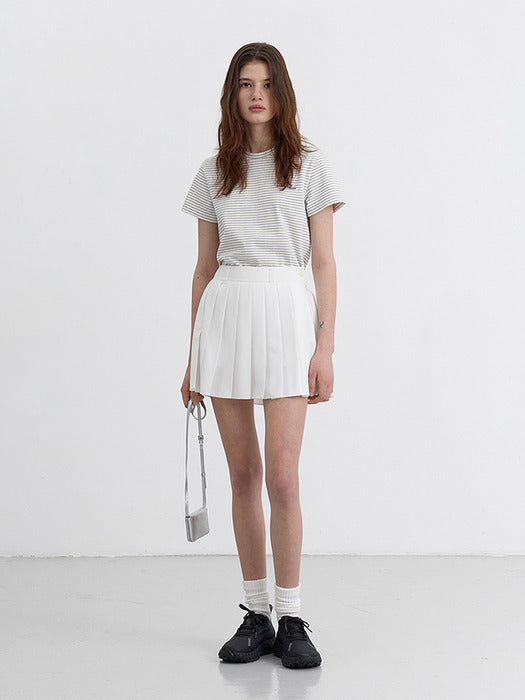 [dunst] ESSENTIAL STRIPE LOGO T-SHIRT IVORY GREY STRIPE_UDTS5B242IV