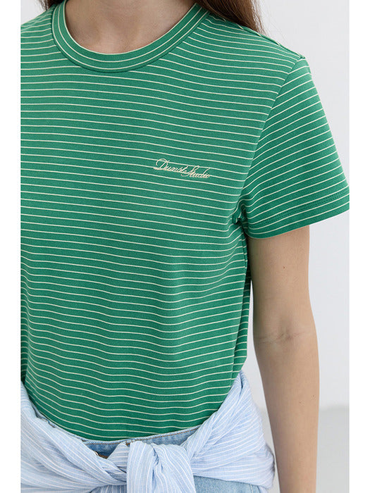 Dunst Essential Stripe Logo T-Shirt Green Light Green Stripe