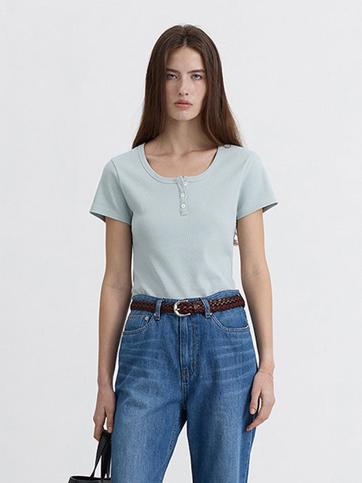 Dunst Classic Scoop Neck Top Mint