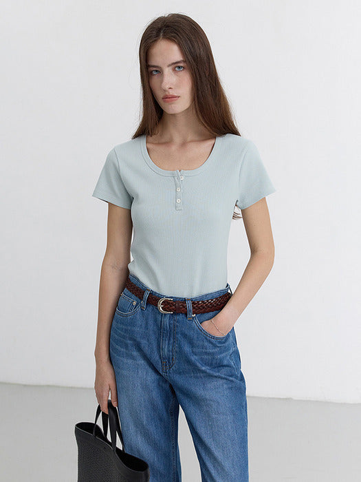 Dunst Classic Scoop Neck Top Mint